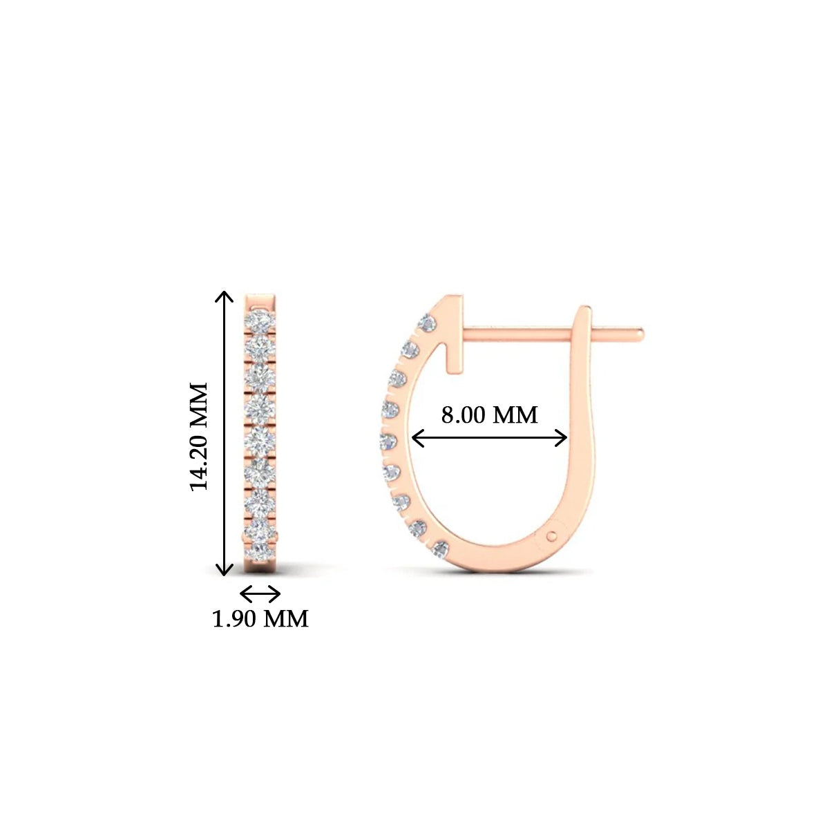Round Cut 0.25 Ct Diamond Hoop Earrings