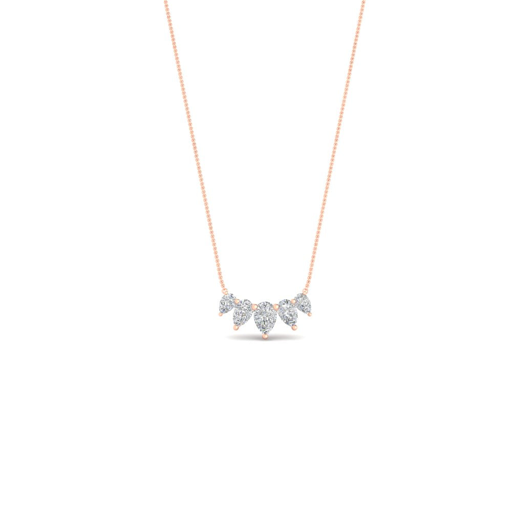 0.75 Carat 5 Stone Pear Shaped Diamond Necklace
