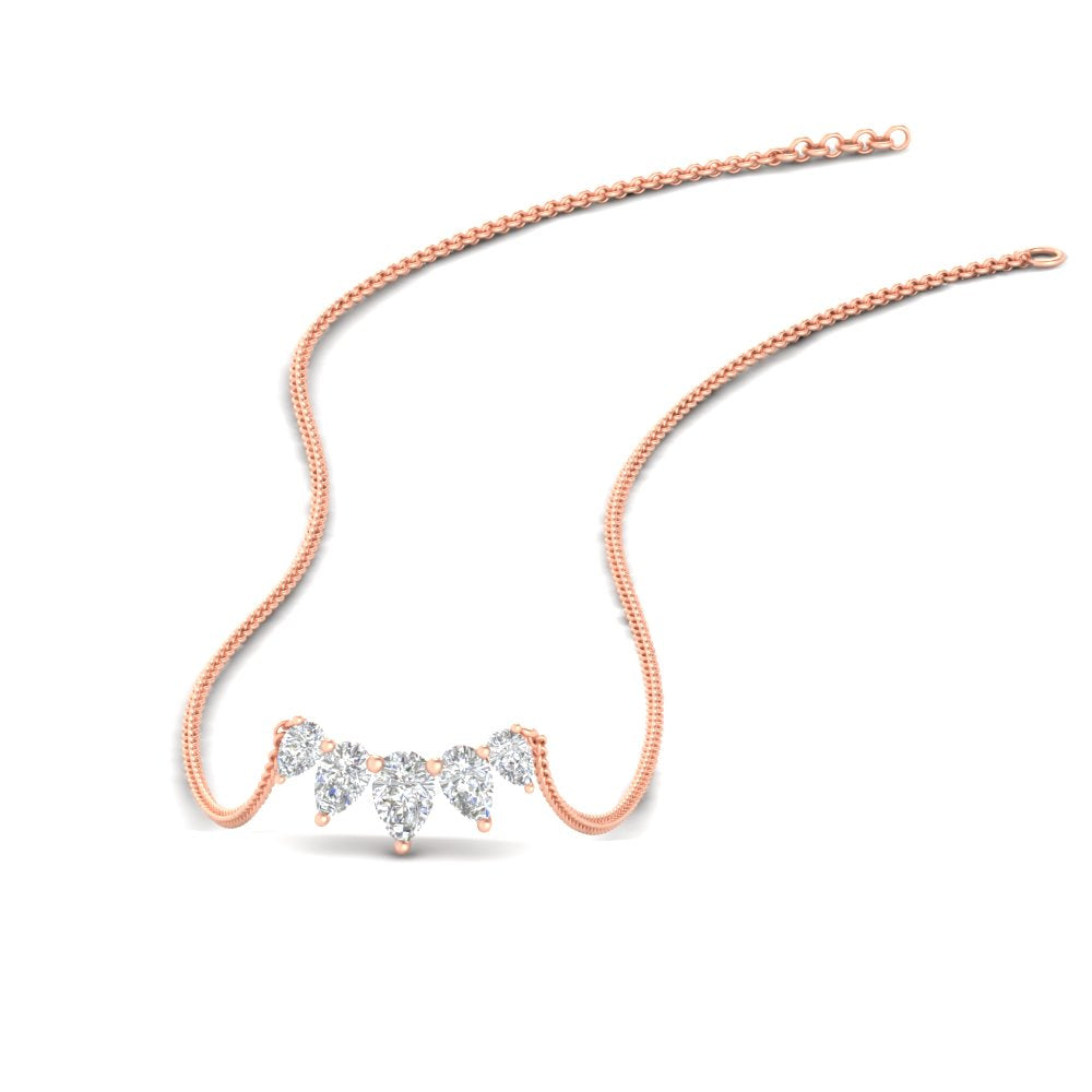 0.75 Carat 5 Stone Pear Shaped Diamond Necklace
