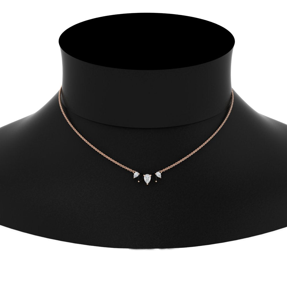 0.75 Carat 5 Stone Pear Shaped Diamond Necklace