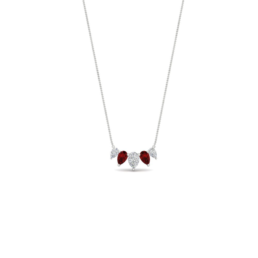 0.75 Carat 5 Stone Pear Shaped Diamond Necklace