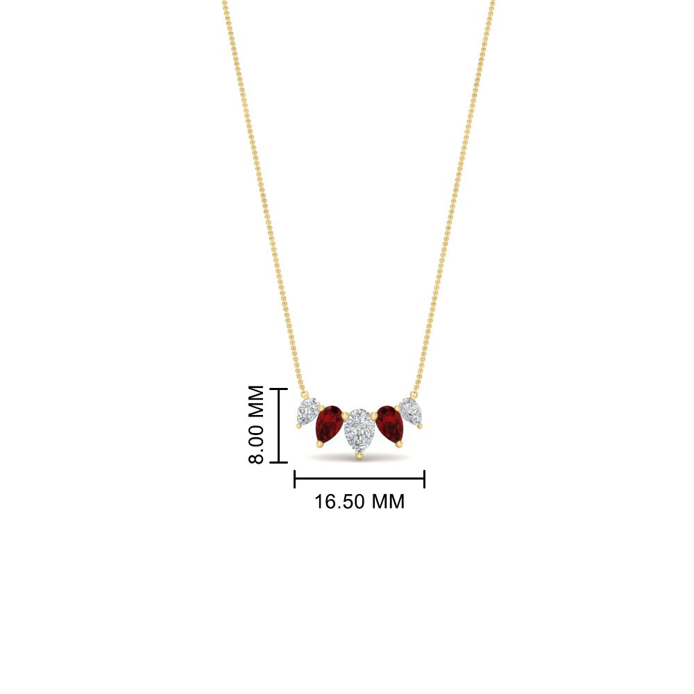 0.75 Carat 5 Stone Pear Shaped Diamond Necklace