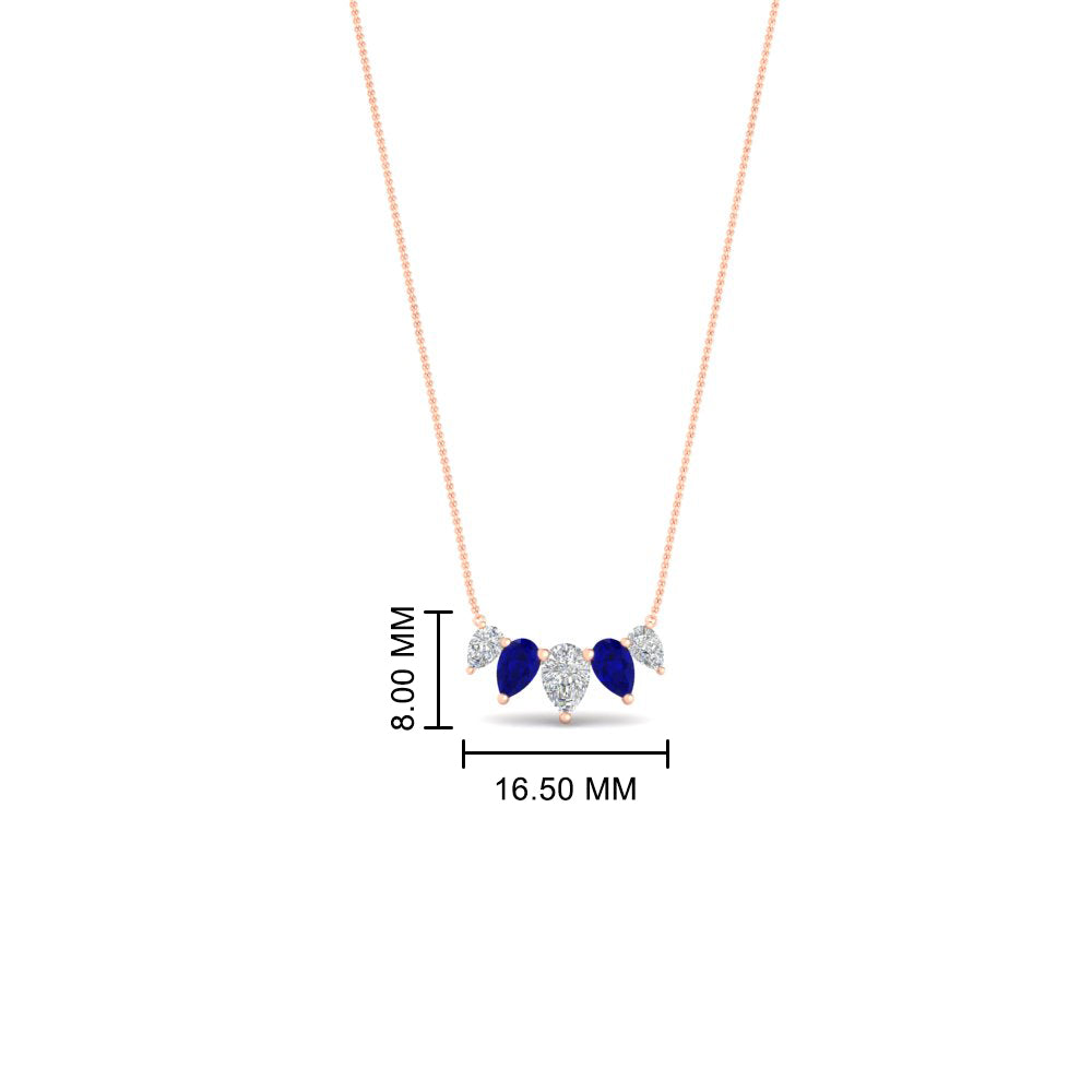 0.75 Carat 5 Stone Pear Shaped Diamond Necklace