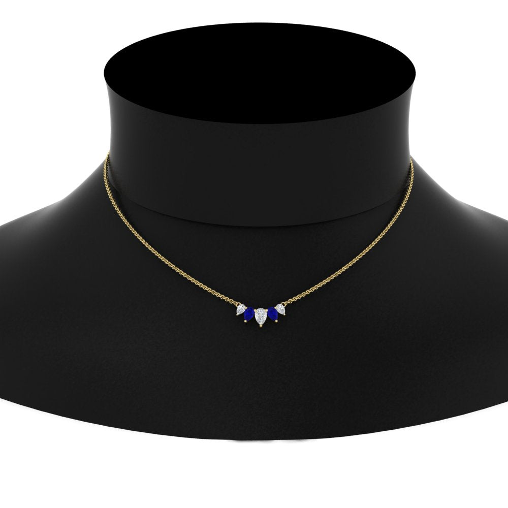 0.75 Carat 5 Stone Pear Shaped Diamond Necklace
