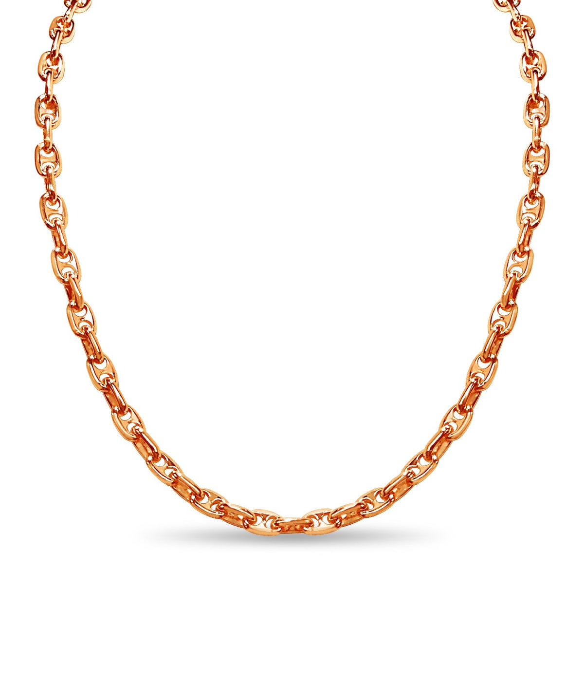 Anchor Mariner Solid White/Yellow/Rose Gold Handmade Necklace , 5mm, 16-30 Inch