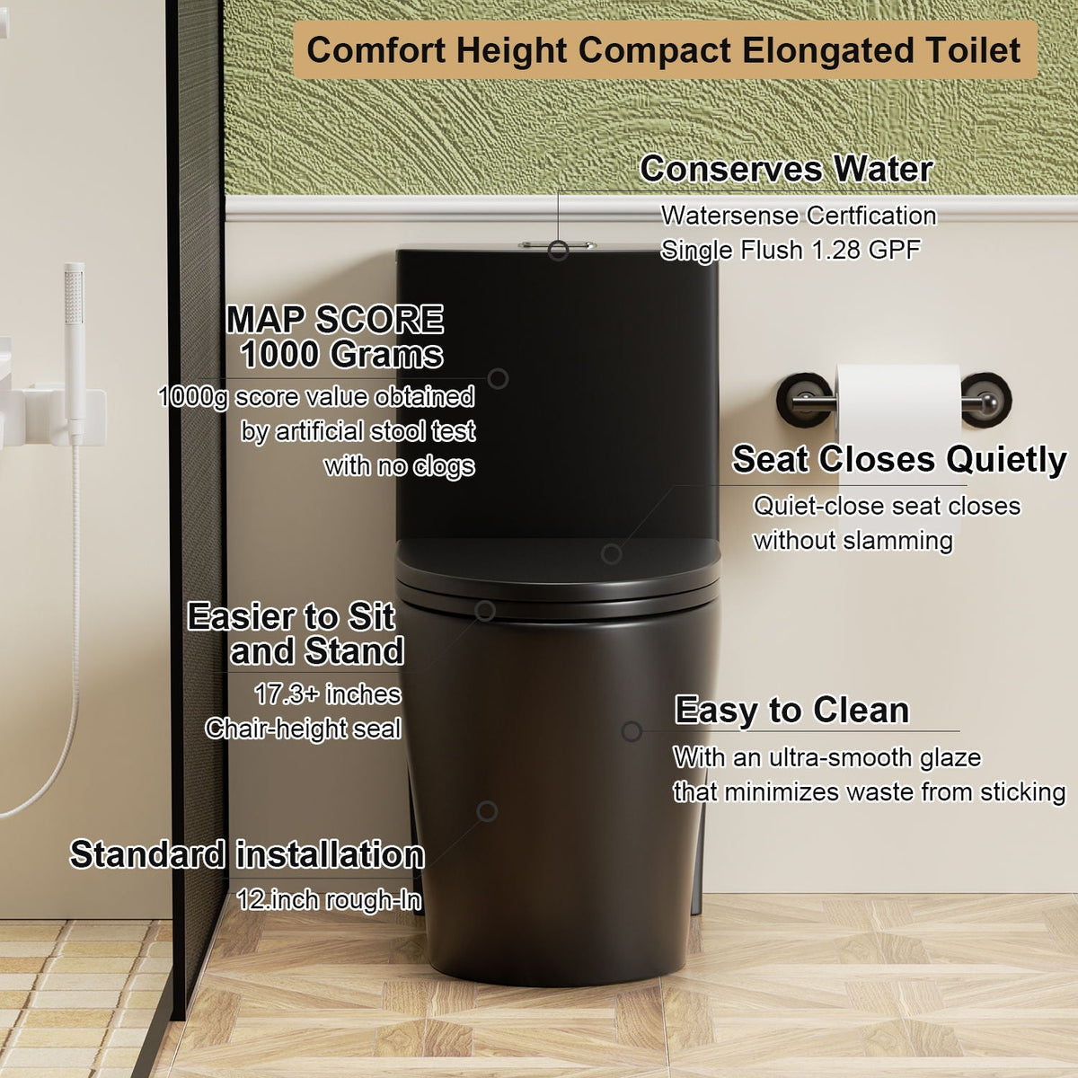 One-Piece Tornado Dual-Flush Toilet with Soft-Close Seat - Gray, Pink or Black
