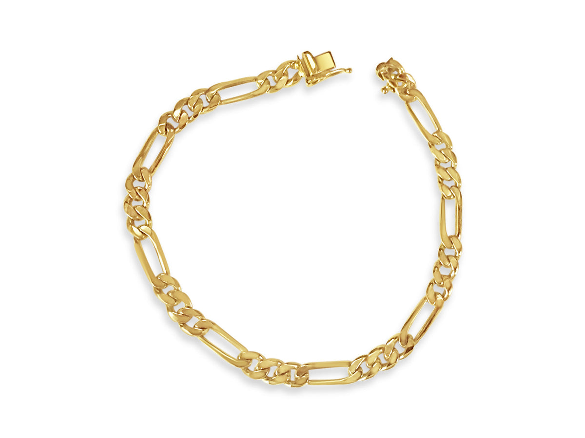 Figaro Solid White/Yellow/Rose Gold Handmade Bracelet , 5mm, 6.5-10 Inch