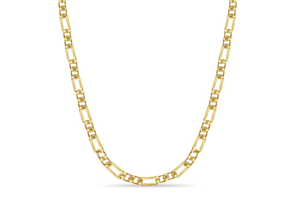Figaro Solid White/Yellow/Rose Gold Handmade Necklace , 7mm, 16-30 Inch