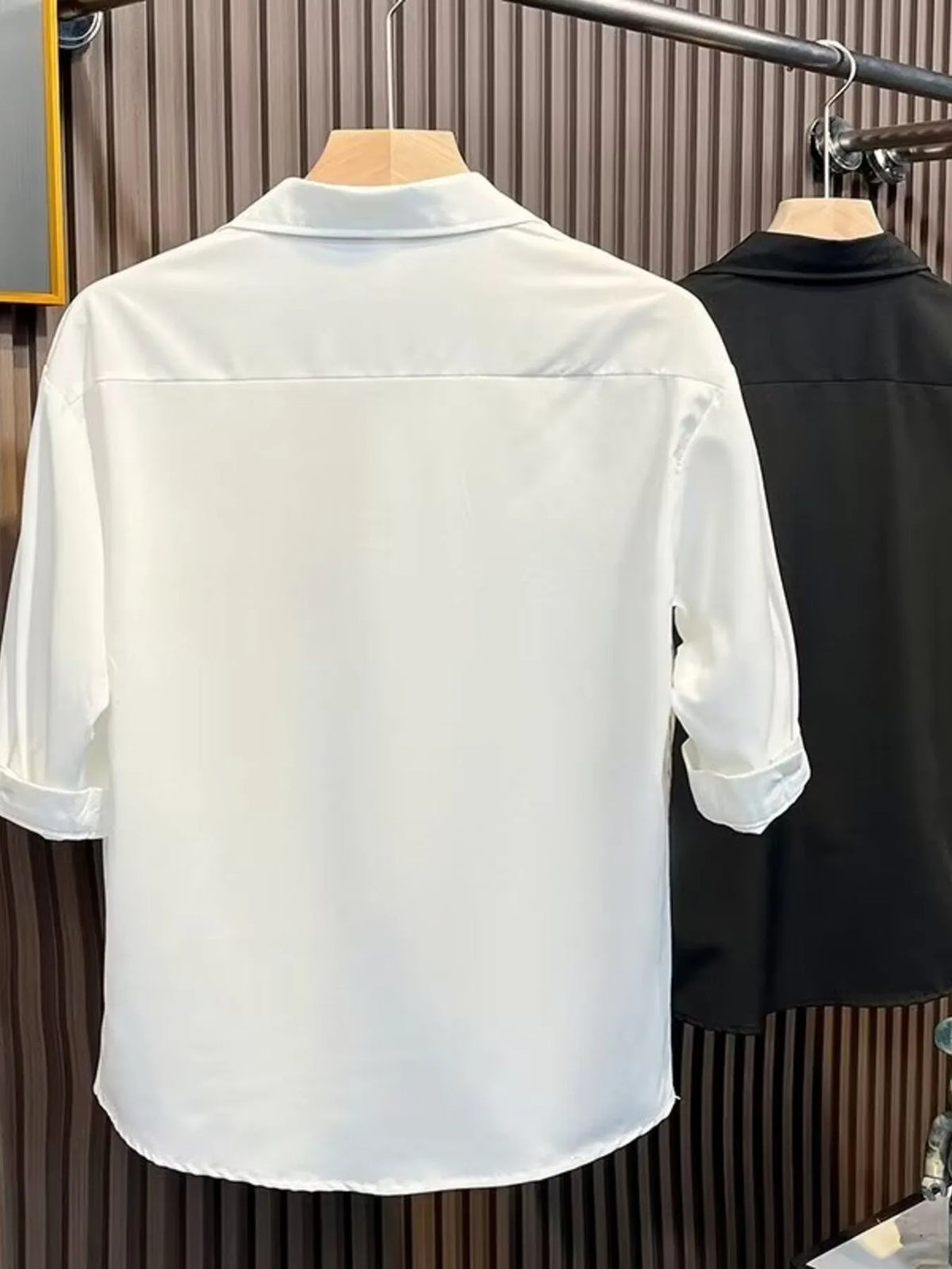 Men's Full Size Knit Panel Short Sleeve Shirt