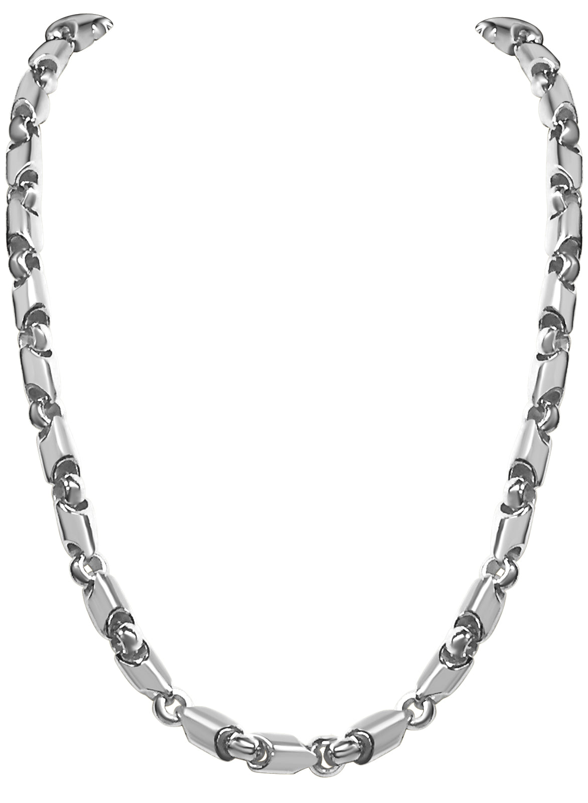 Fancy Tube Solid White/Yellow/Rose Gold Handmade Necklace , 8mm, 16-30 Inch