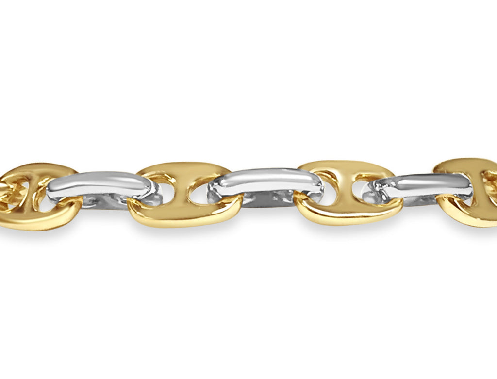 Anchor Mariner Solid White/Yellow/Rose Gold Handmade Necklace , 9mm, 16-30 Inch