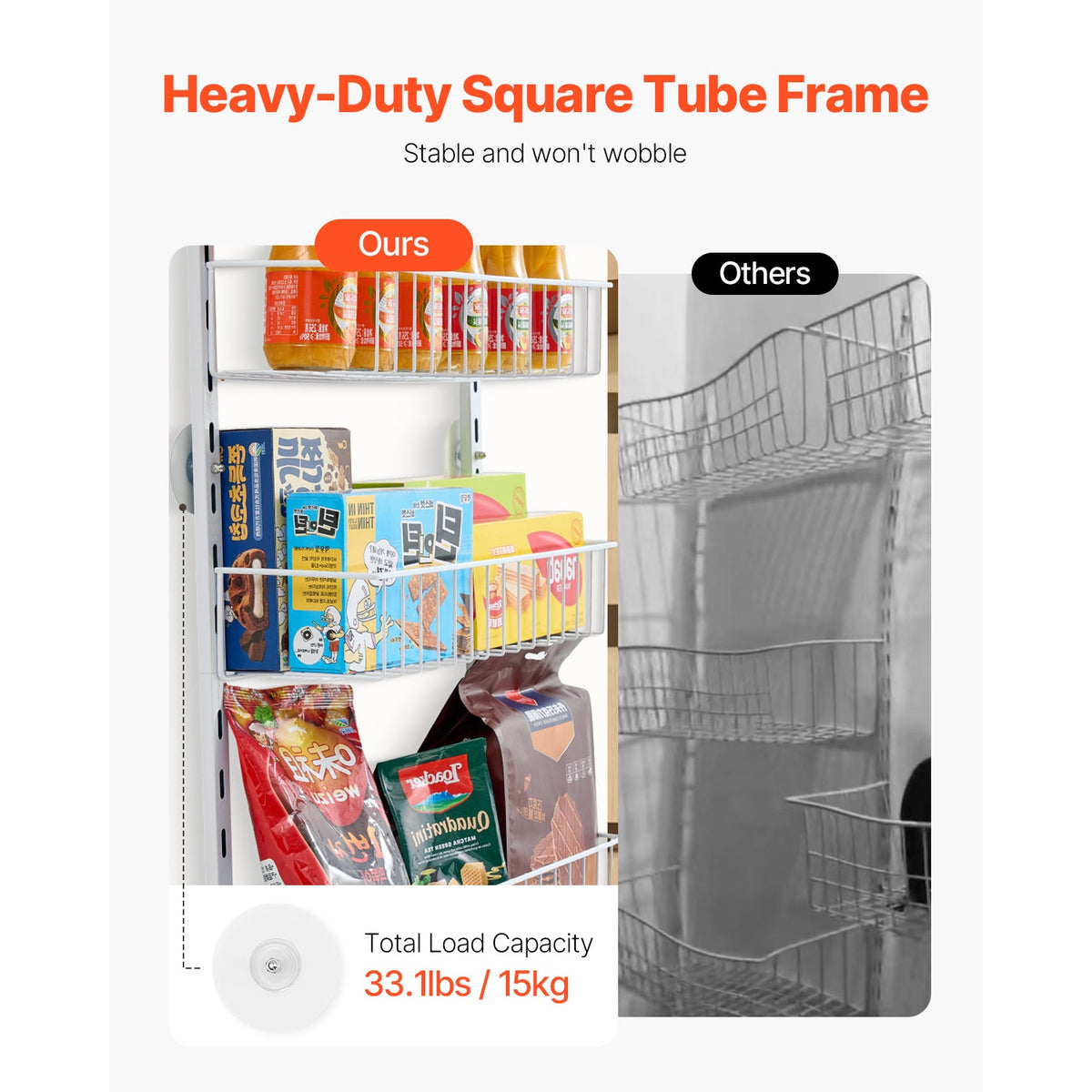 10-Tier Over The Door Pantry Organizer with Adjustable Storage - Carbon Steel