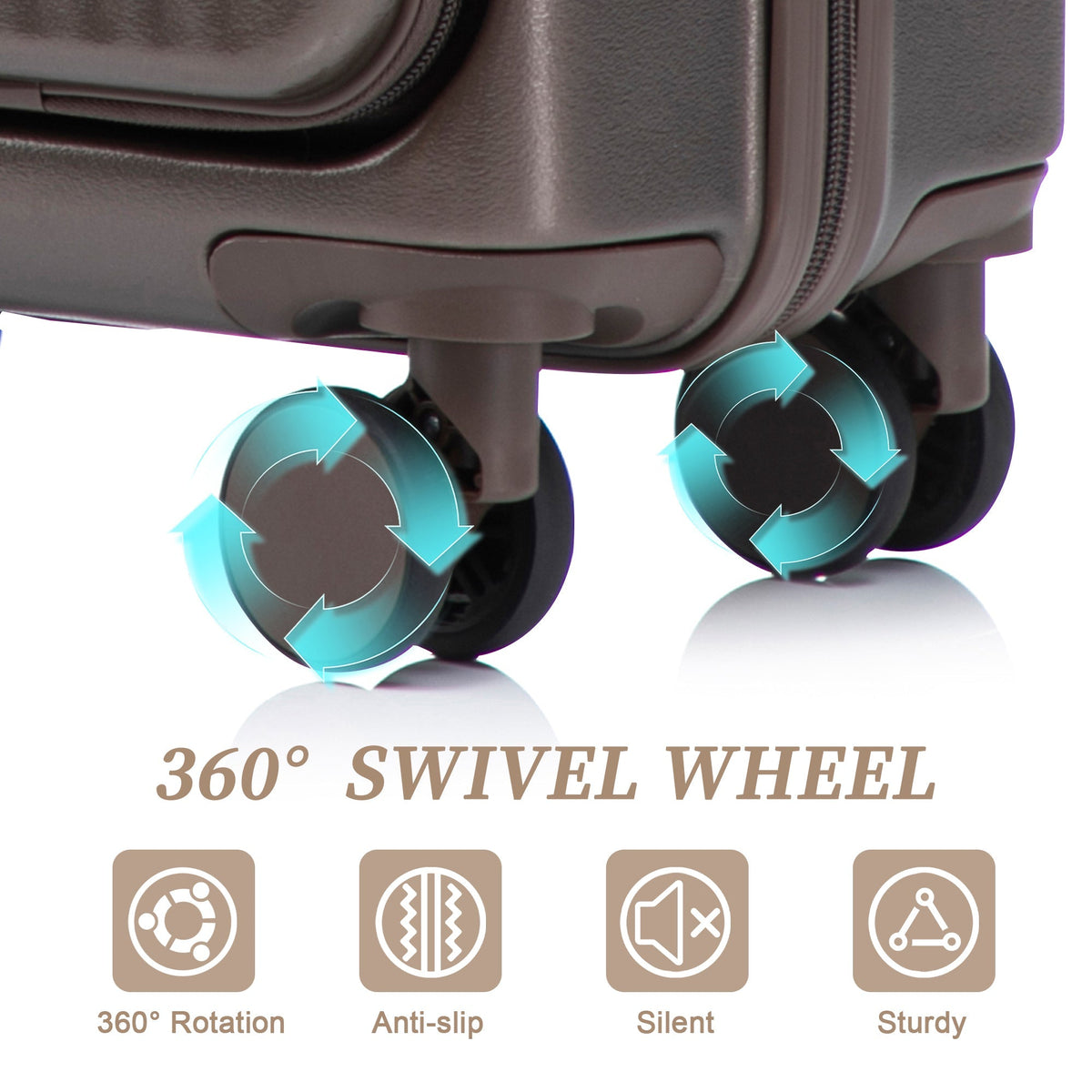 14' & 20' ABS Spinner Wheel Luggage Set with Cosmetic Case