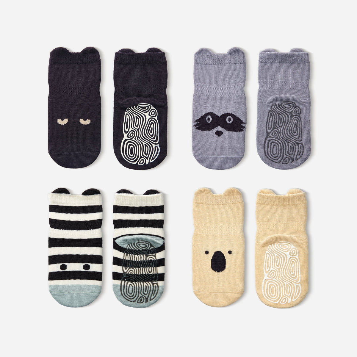 Into The Wild III- Organic- 4 Pairs of Stay-On Baby & Toddler Non-Slip Socks