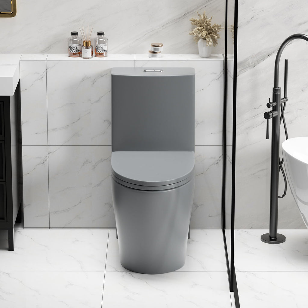 One-Piece Tornado Dual-Flush Toilet with Soft-Close Seat - Gray, Pink or Black