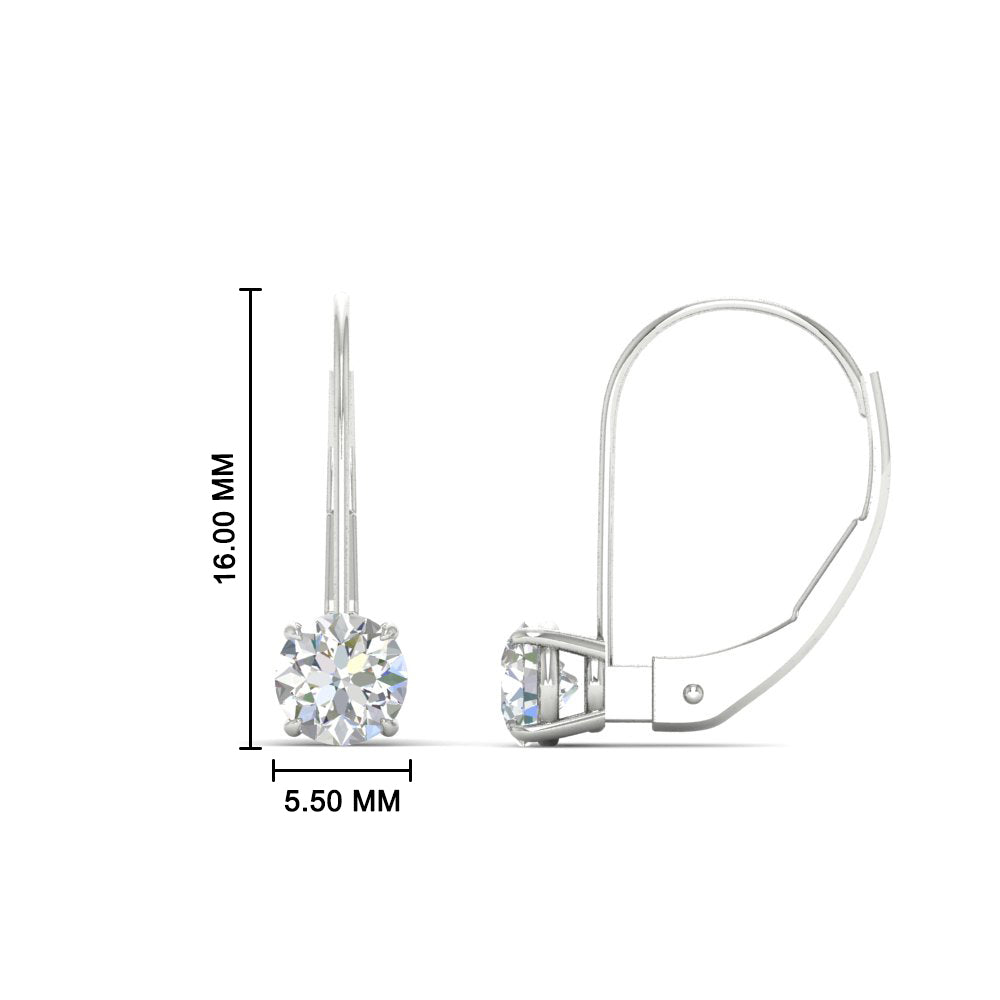 1 Carat Round Diamond Lever Back Earrings