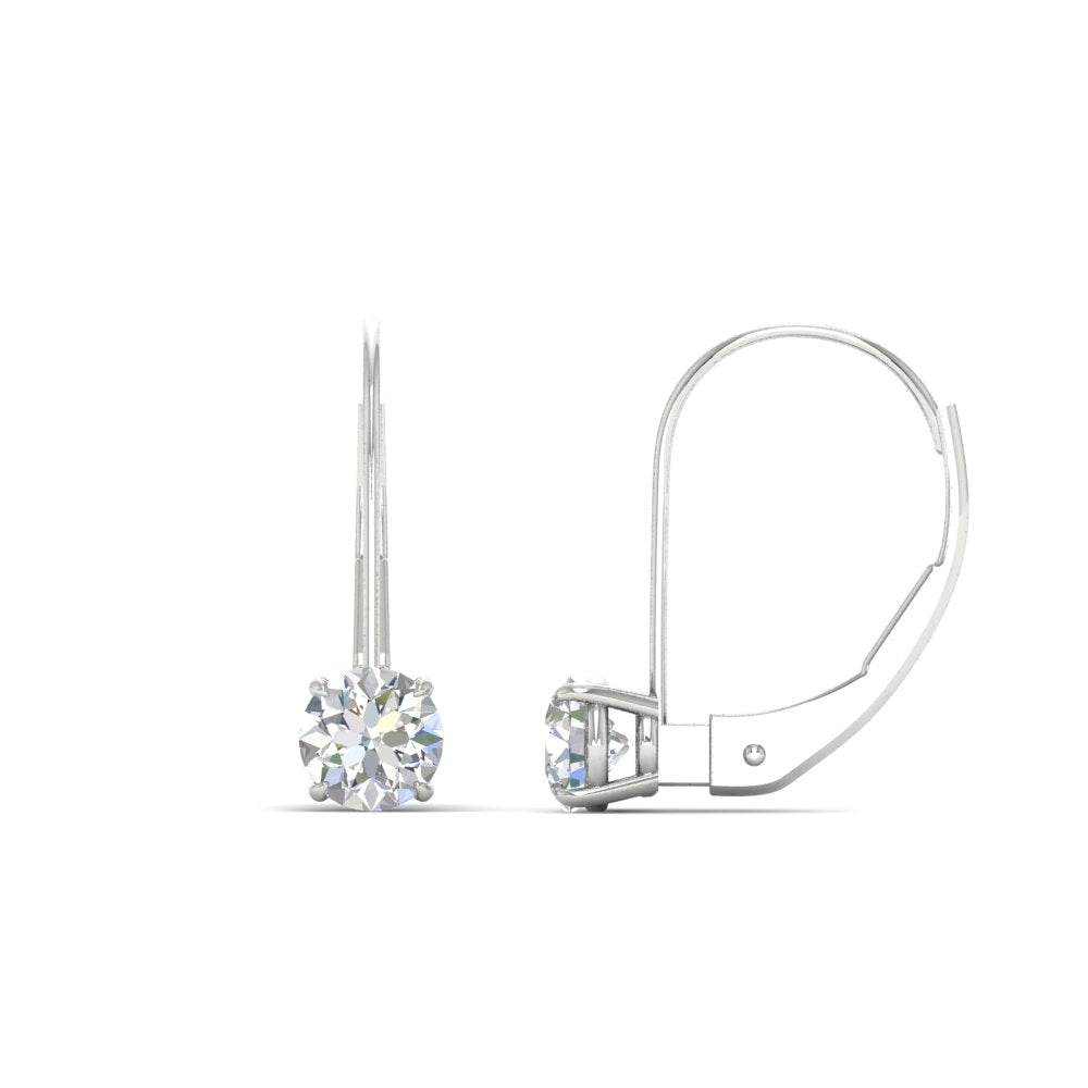 1 Carat Round Diamond Lever Back Earrings