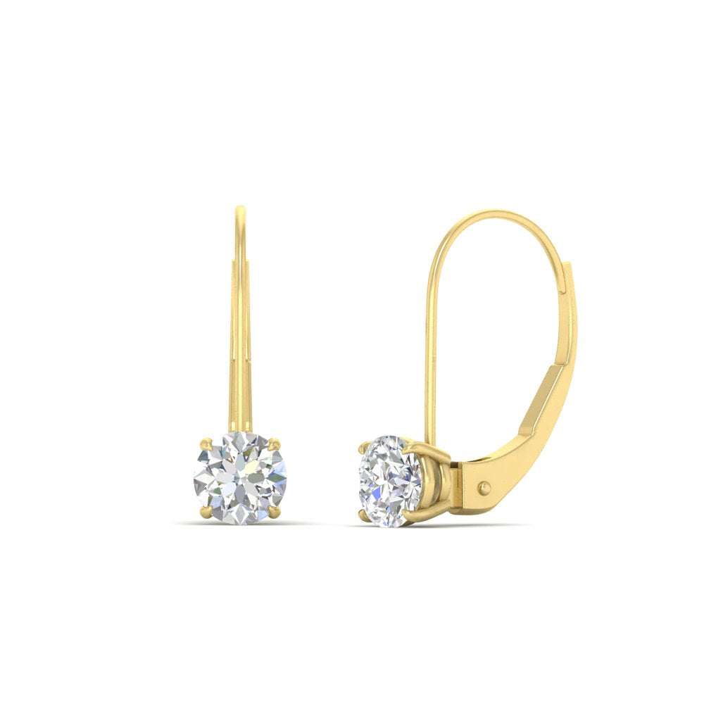 1 Carat Round Diamond Lever Back Earrings