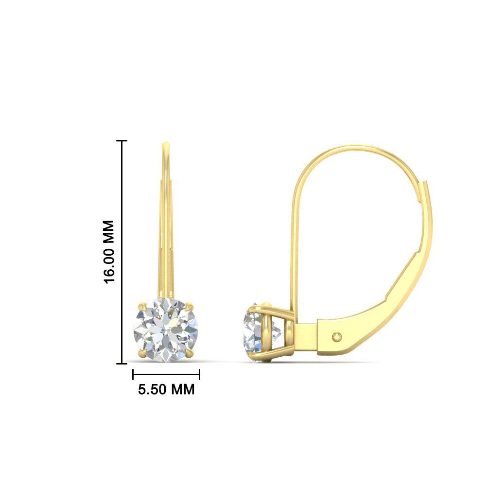 1 Carat Round Diamond Lever Back Earrings