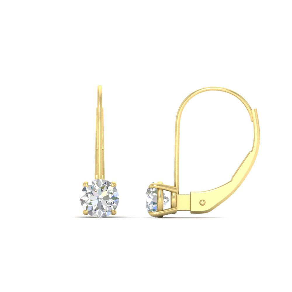 1 Carat Round Diamond Lever Back Earrings