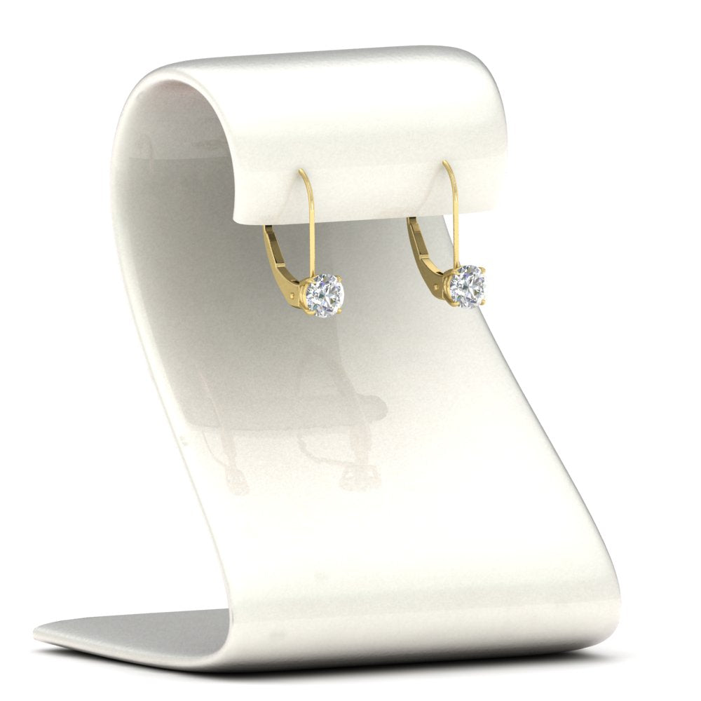 1 Carat Round Diamond Lever Back Earrings