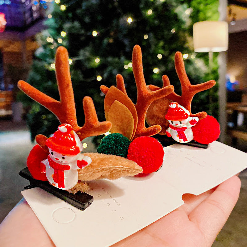 Christmas Hairpin Duck Clip Headdress Snowman Cute Antler Clip Hair Ornament