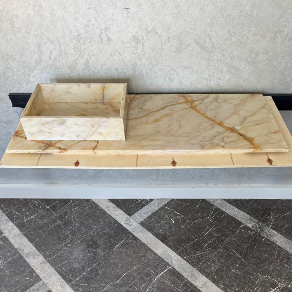 Calacatta Gold Natural Stone Marble Vanity Sink - Handmade Luxury