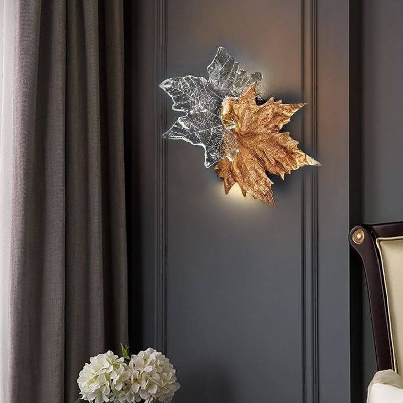 Leaf-shaped Crystal Wall Light