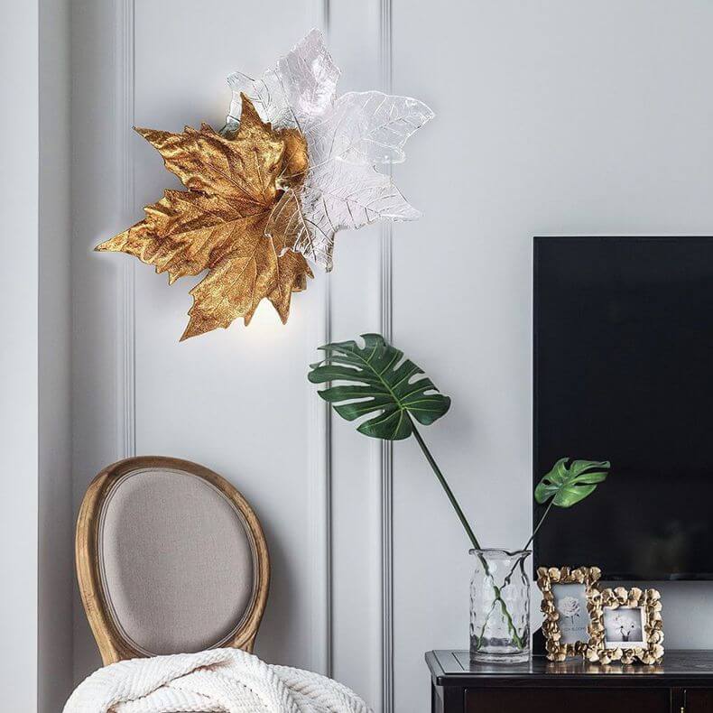 Leaf-shaped Crystal Wall Light