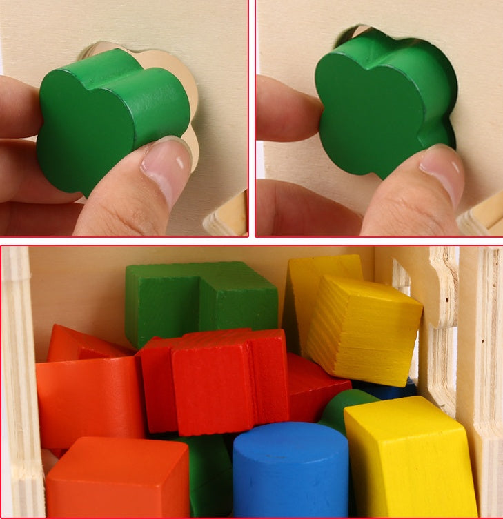 Pine Wood Shape-Matching Box — Ages 3+