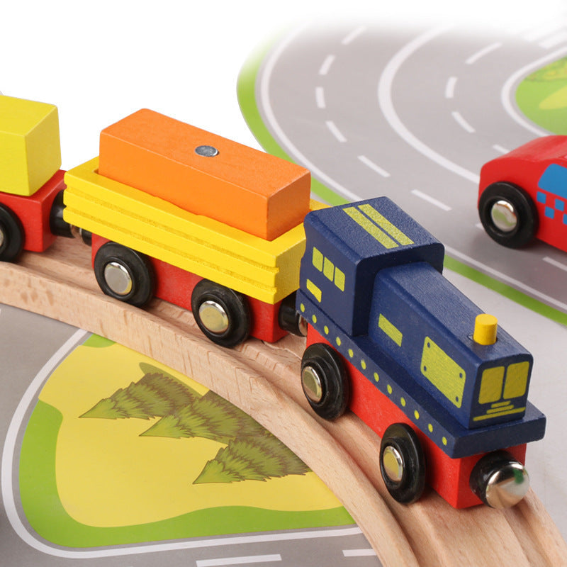 82-Piece Beech Wood Train Track Set — Ages 4–6