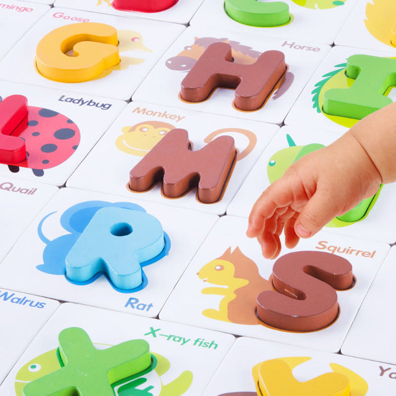 Wooden Alphabet Letter-and-Picture Matching Game — Ages 3+