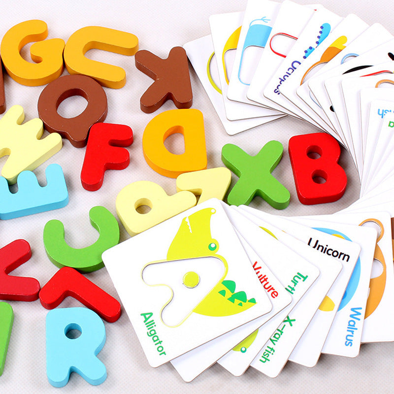 Wooden Alphabet Letter-and-Picture Matching Game — Ages 3+