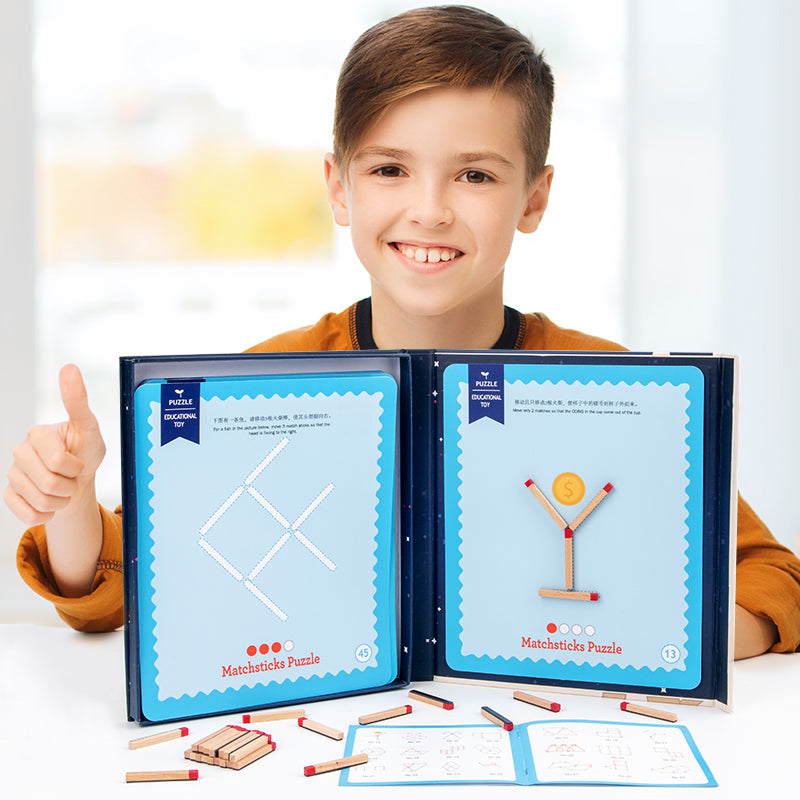 Wooden Stick-and-Card Thinking Puzzle