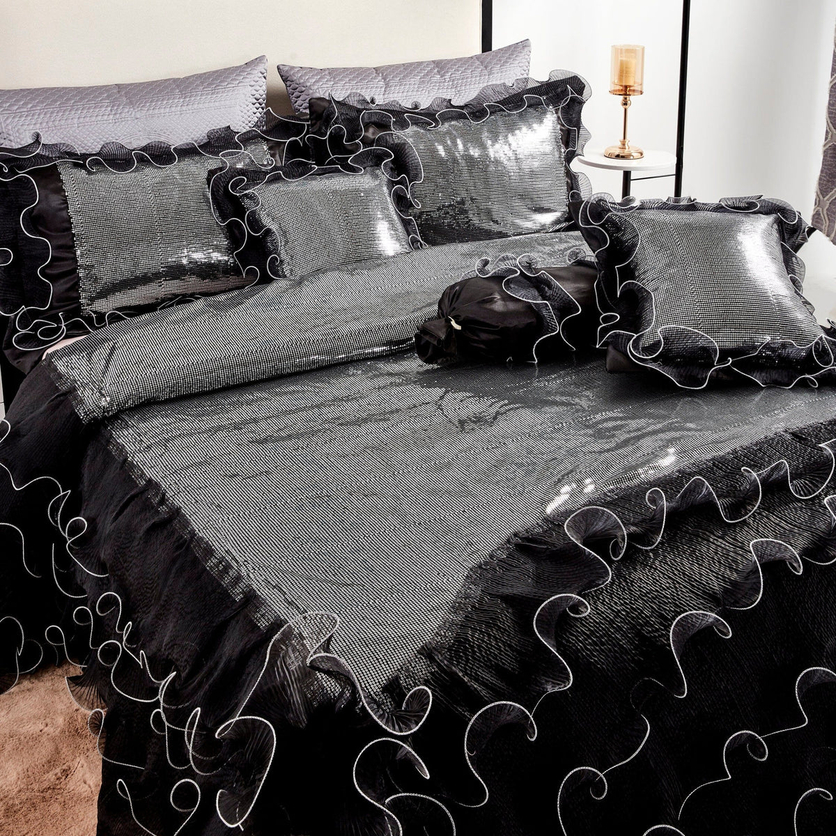 Tache Night Out Black & Silver 6-Piece Comforter Set