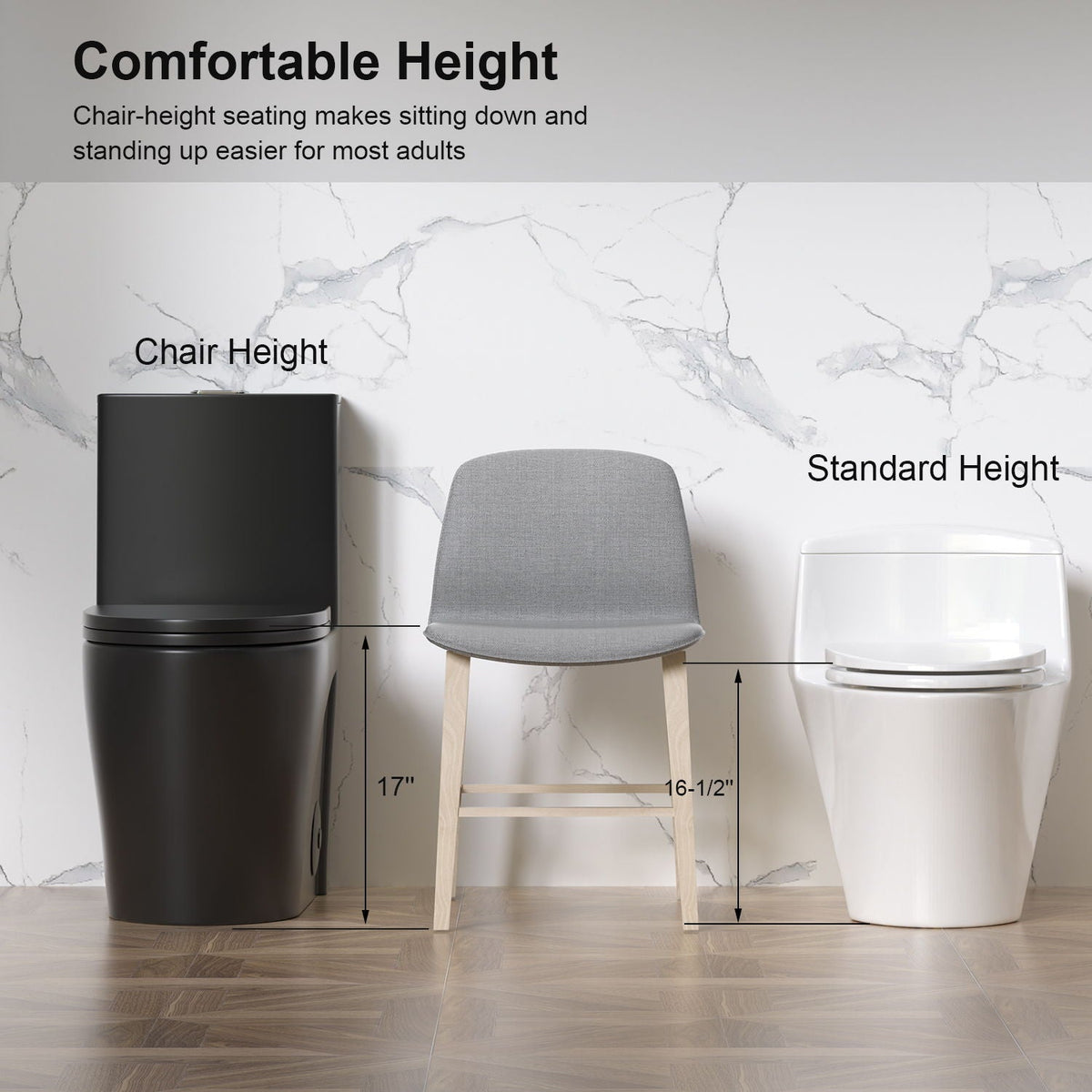 One-Piece Tornado Dual-Flush Toilet with Soft-Close Seat - Gray, Pink or Black