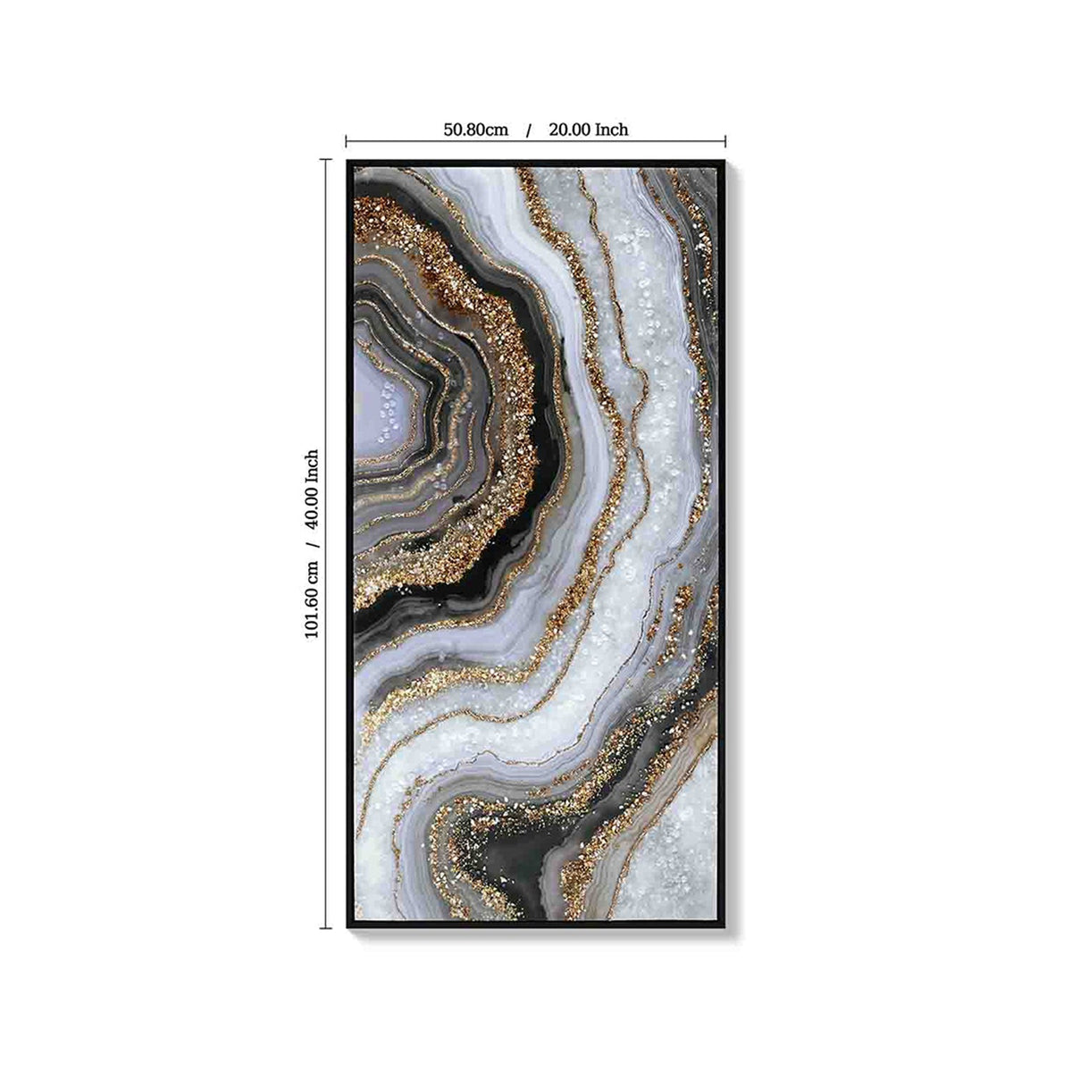 Black, Gray & Gold Canvas Wall Art with Hand-Painted Detailing