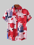 Men's Full Size Abstract Print Short Sleeve Button-Up Shirt
