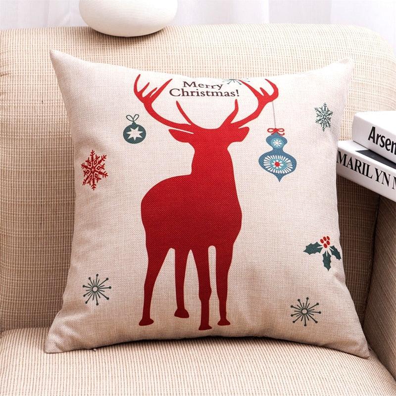 1Pcs Happy New Year Christmas Decorations Pillows Cover Merry Christmas Throw Cushion Covers Tree Reindeer Star Pillow Case For Party Home Decoration 45x45CM