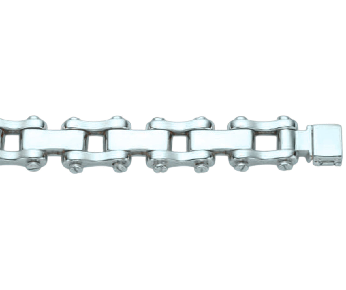 Motorcycle/Bike Chain Solid White/Yellow/Rose Gold Handmade Bracelet , 15mm, 6.5-10 Inch