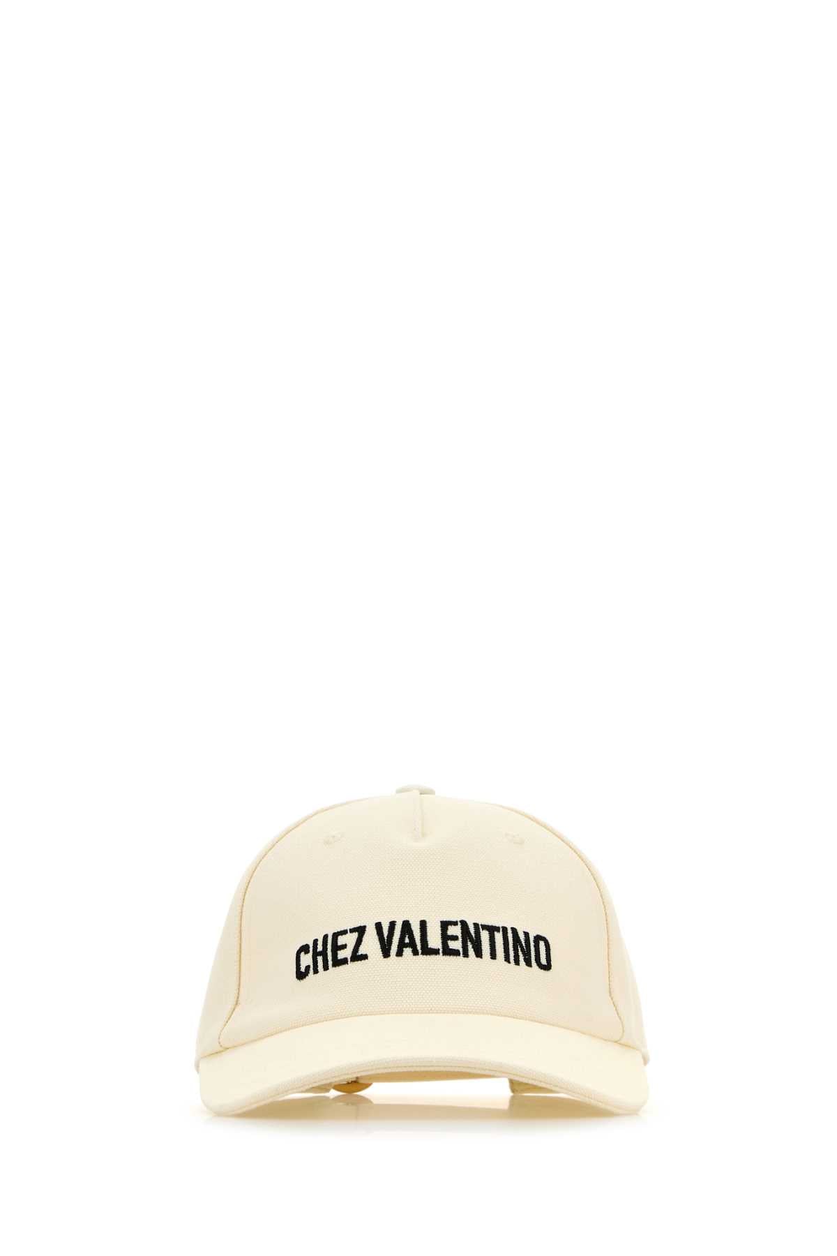 Valentino Garavani Men Ivory Cotton Baseball Cap