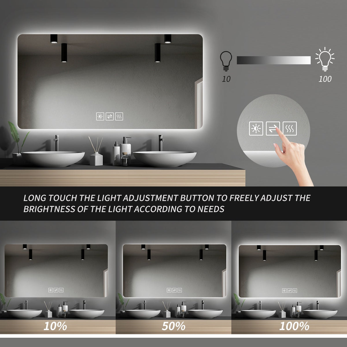 LED Backlit Bathroom Mirror with Anti-Fog Functionality