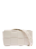 Bottega Veneta Women 'Casettte' Mini White Belt Bag With Intreccio Motif In Smooth Leather Woman