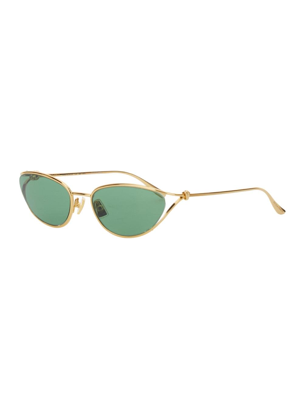 Bottega Veneta Women Green Sunglasses With Cat-Eye Design And Knot Detail On The Temples In Metal Woman