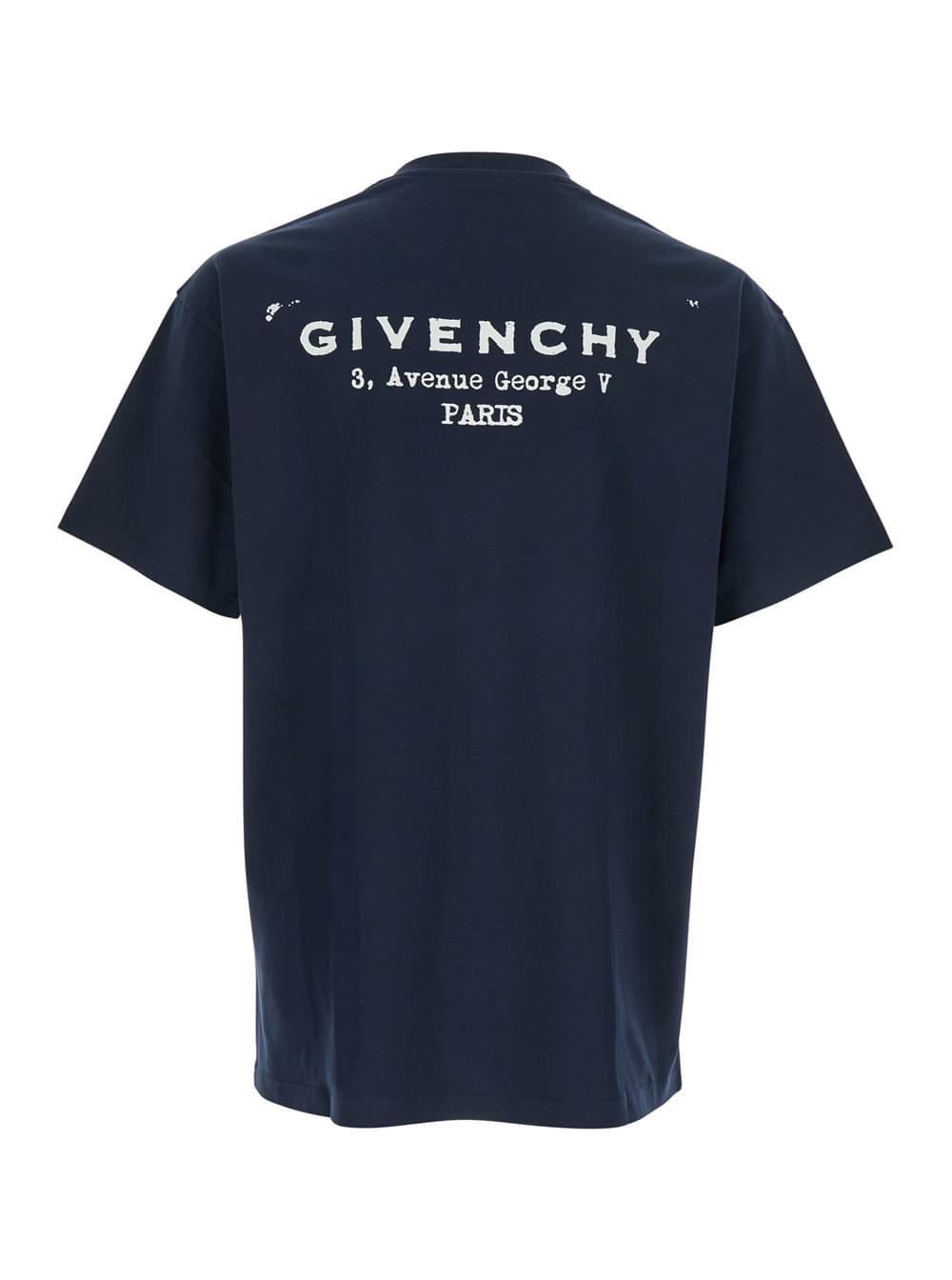 Givenchy Men Blue T-Shirt With Logo On The Front In Cotton Man