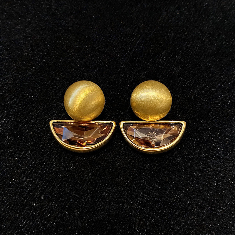 Womens Retro Style Round Rhinestone Inlaid Pendant Stud Earrings,Costume Earrings For Daily Banquet Party Wear