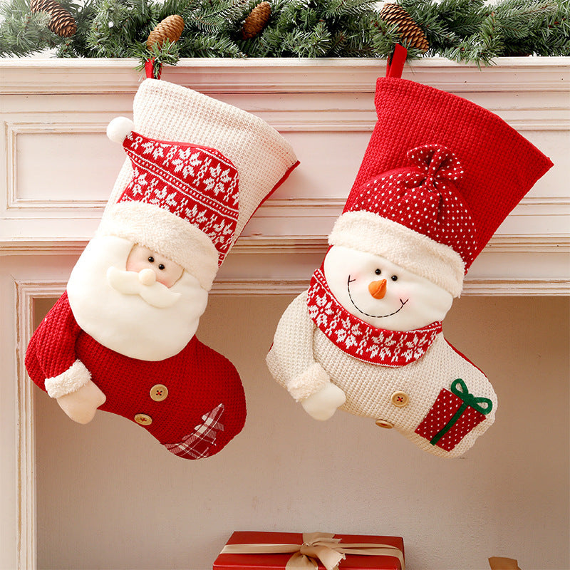 Knitted Christmas Stocking Santa Decor