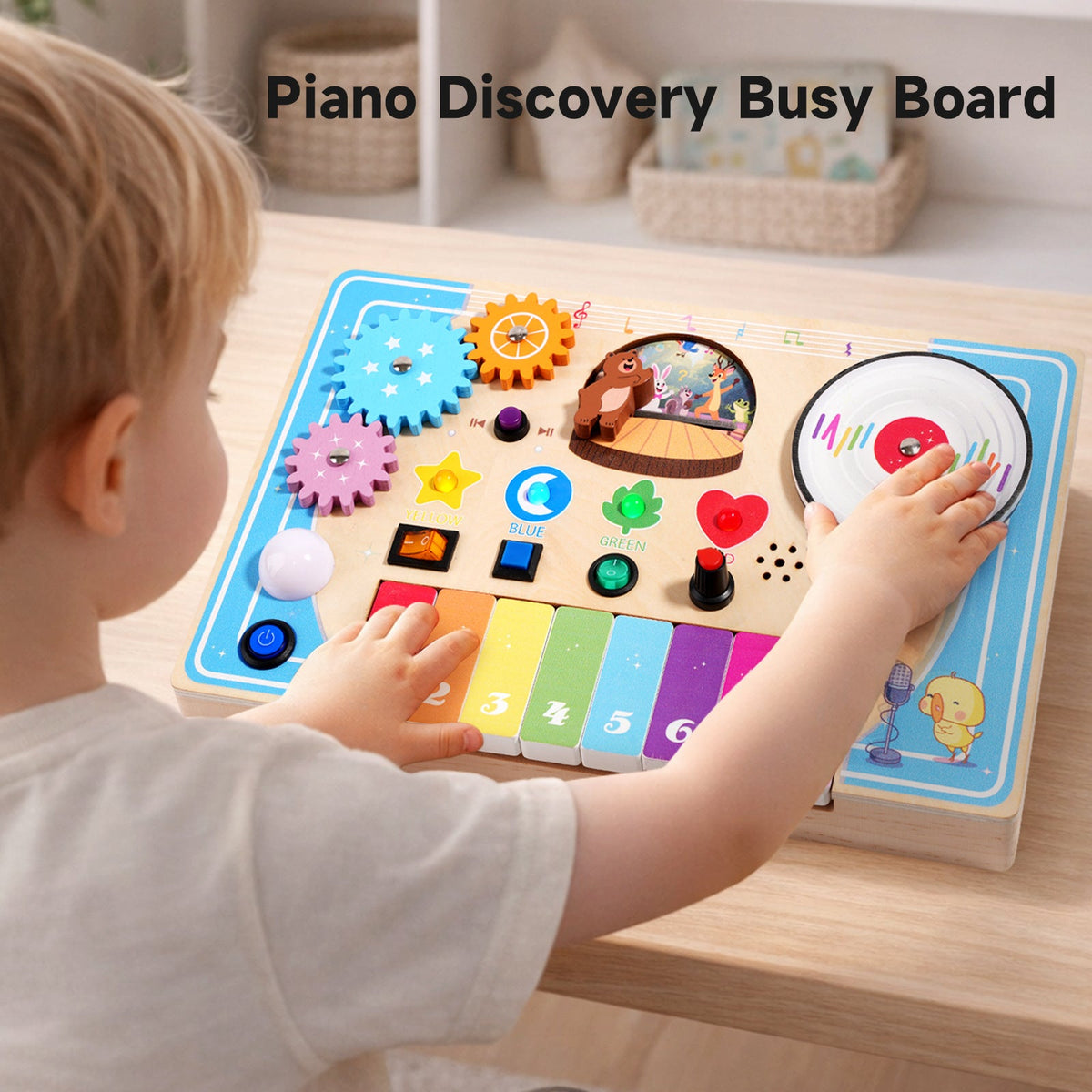 Wooden Piano and Turntable Activity Toy — Ages 3–6