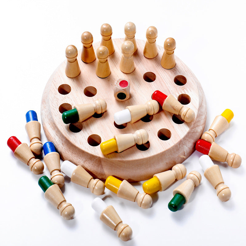 Wooden Color Memory Chess Game — Ages 3+