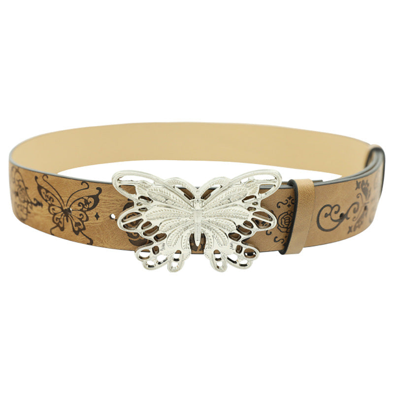 Women's Metal Butterfly Decorative Belt With Skirt And Jeans